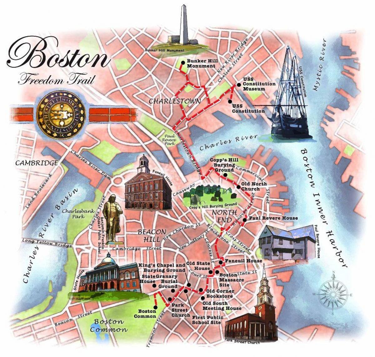 freedom trail mapa de Boston