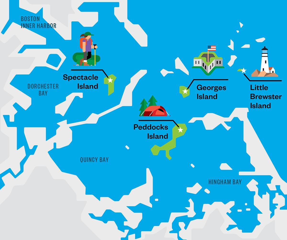 mapa das ilhas do porto de Boston