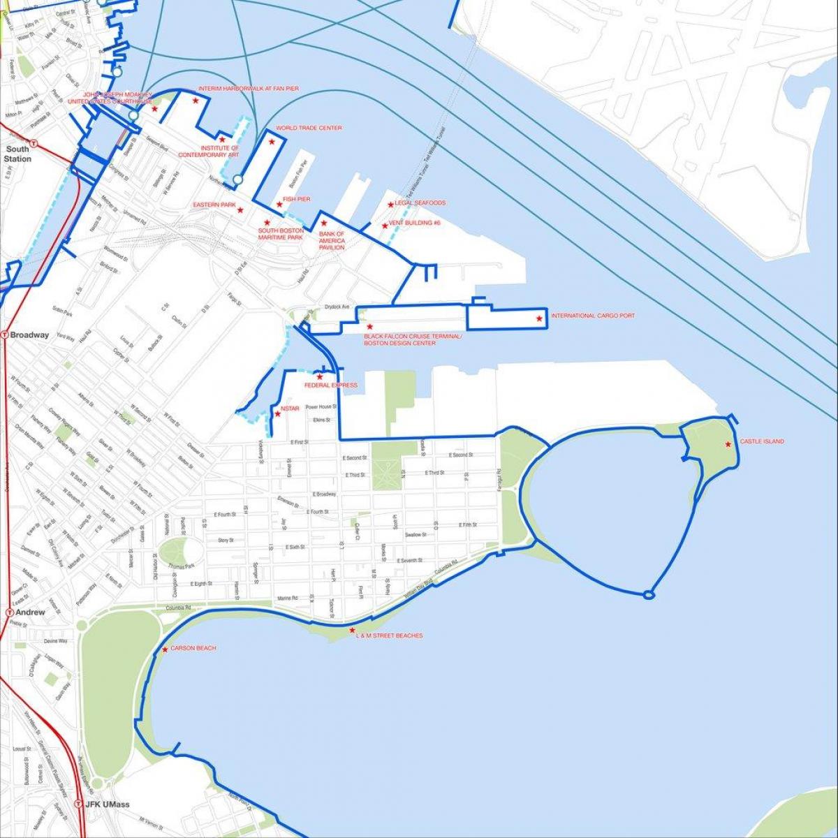 harborwalk mapa de Boston
