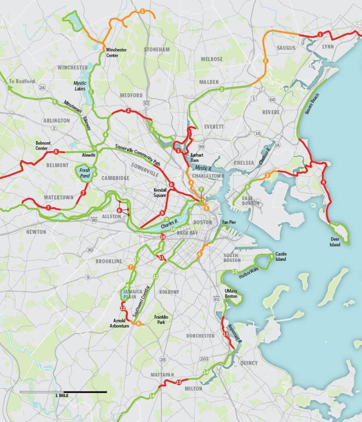 mapa de Boston moto