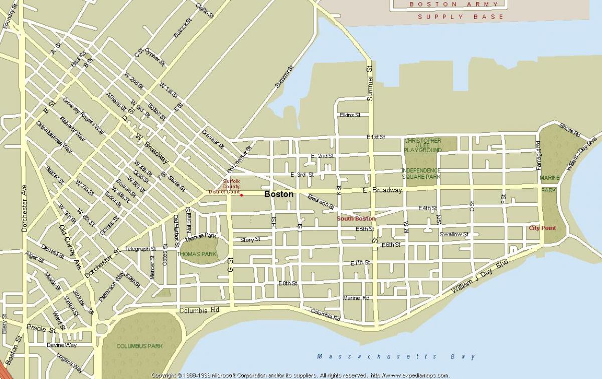 mapa de ruas de Boston
