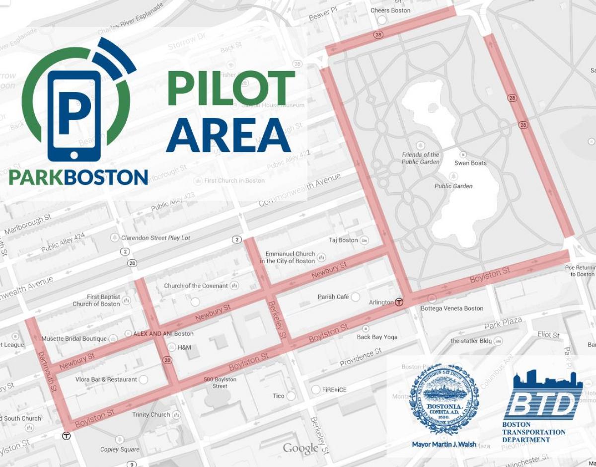 Boston medidor de estacionamento mapa