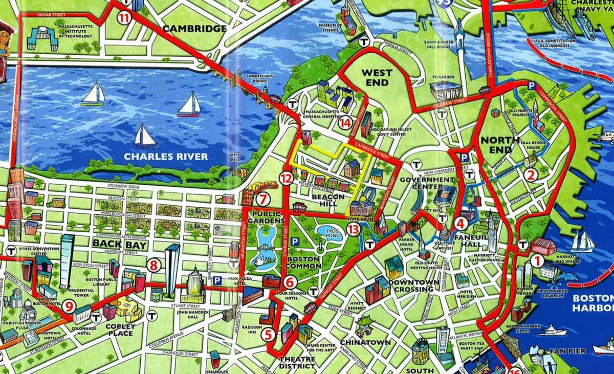 mapa turístico de Boston