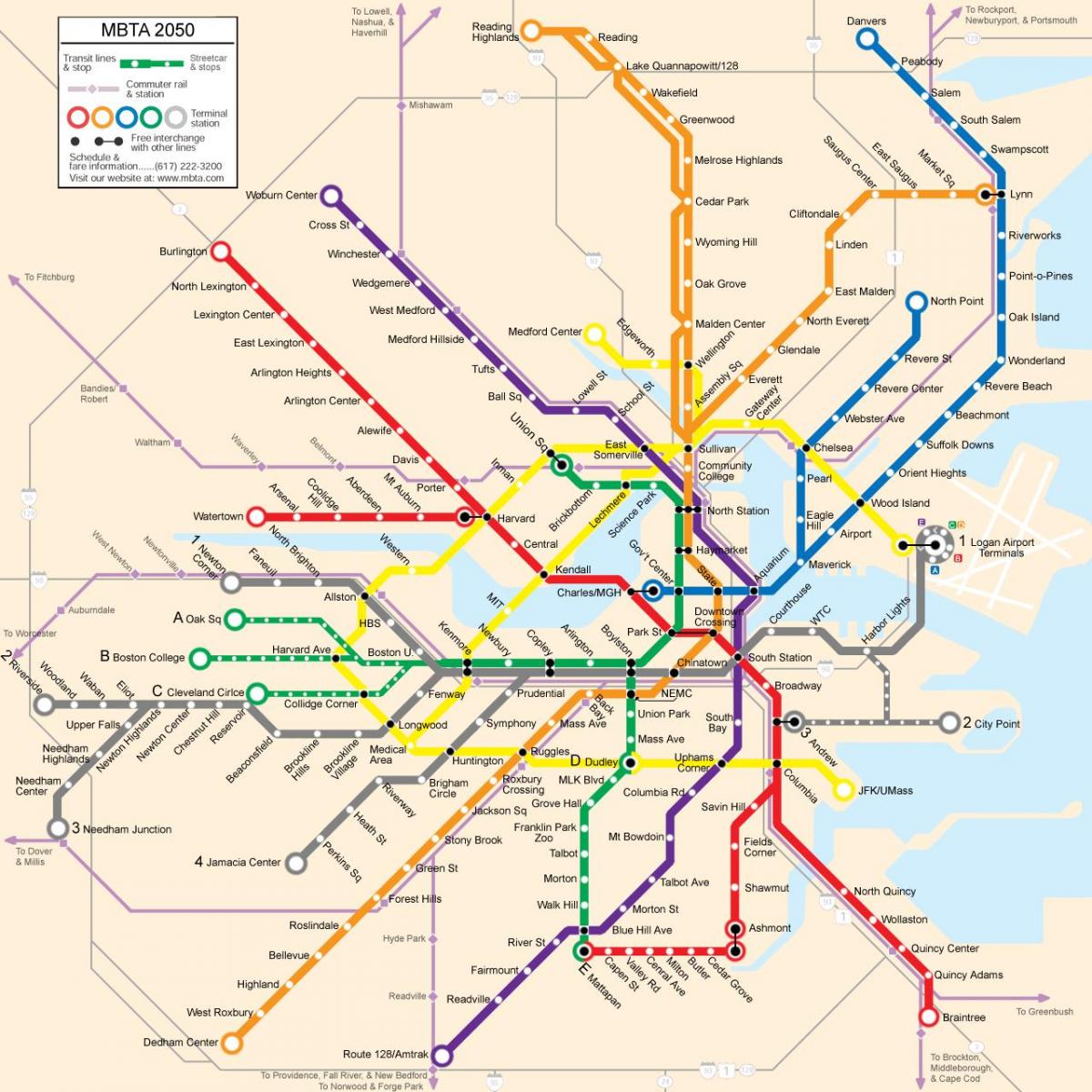 Públicas de Boston transporte mapa