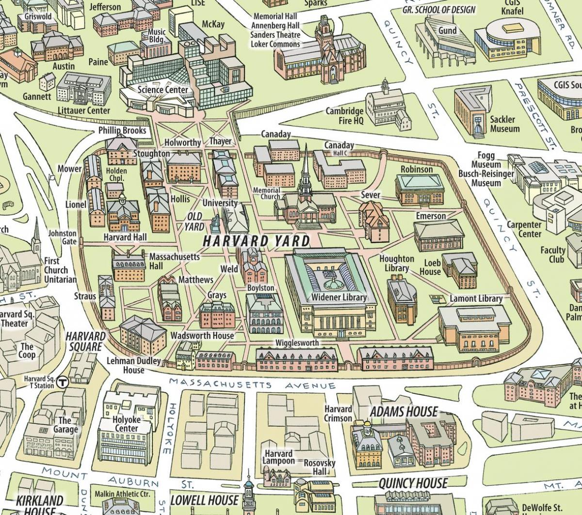 mapa da universidade de Harvard
