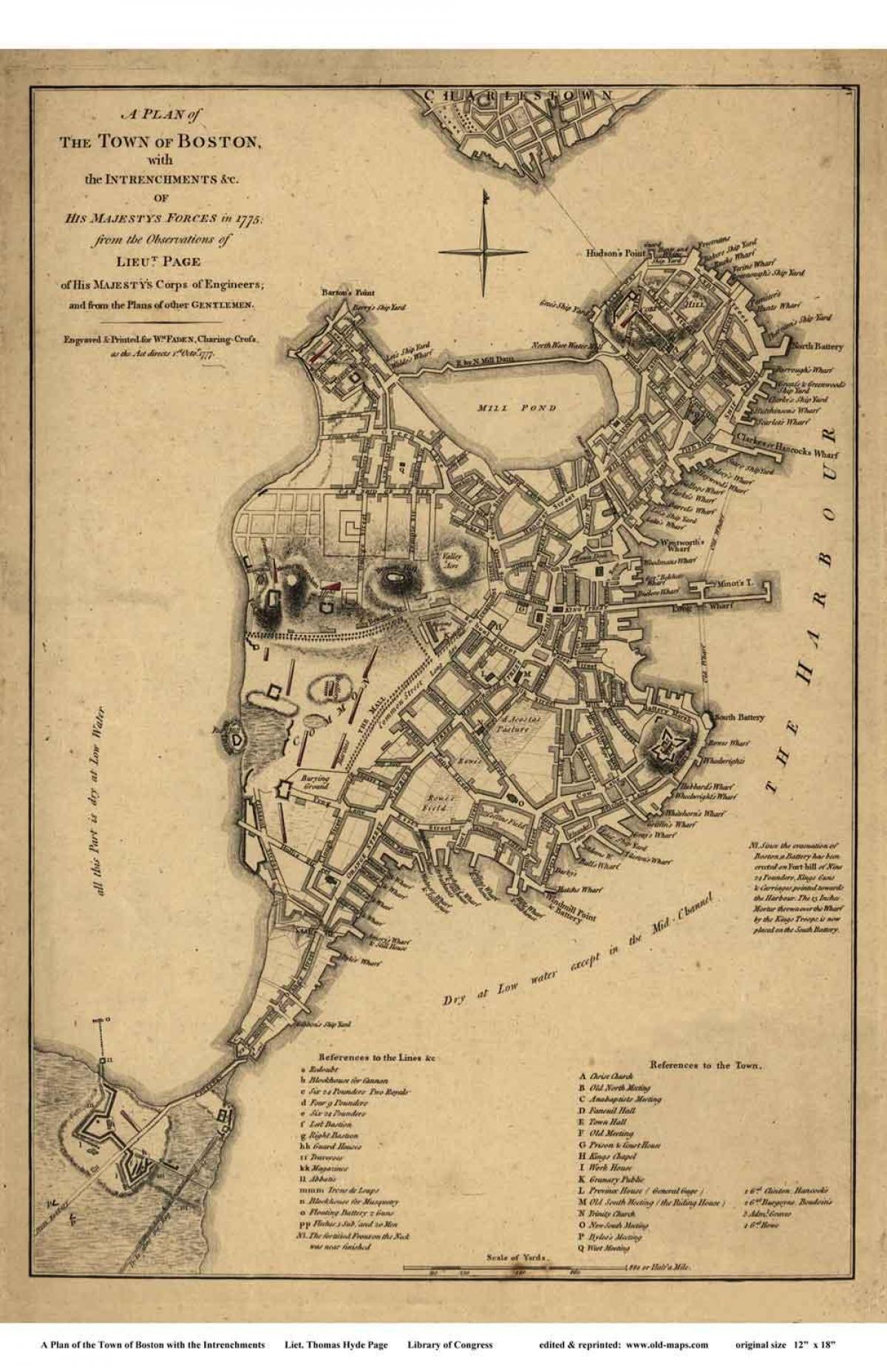 mapa histórico de Boston