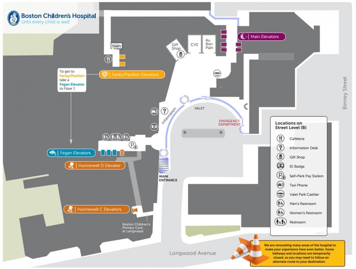 Hospital infantil de Boston mapa