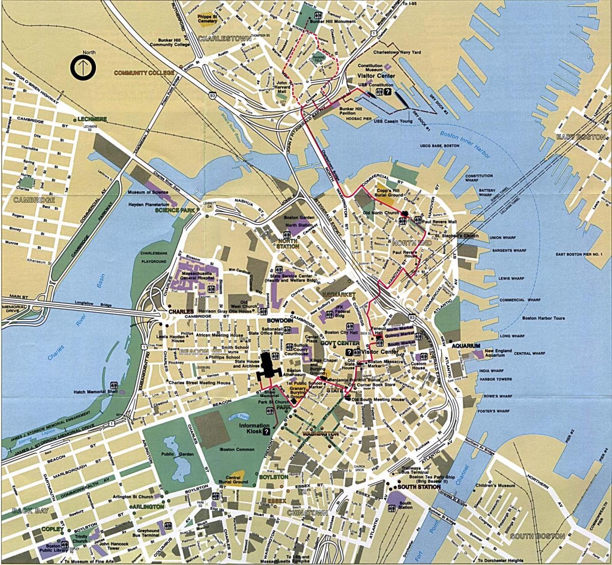 Mapa da cidade de Boston