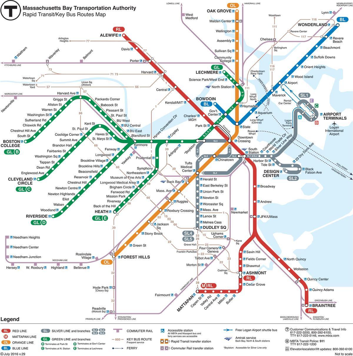 mapa do metrô de Boston