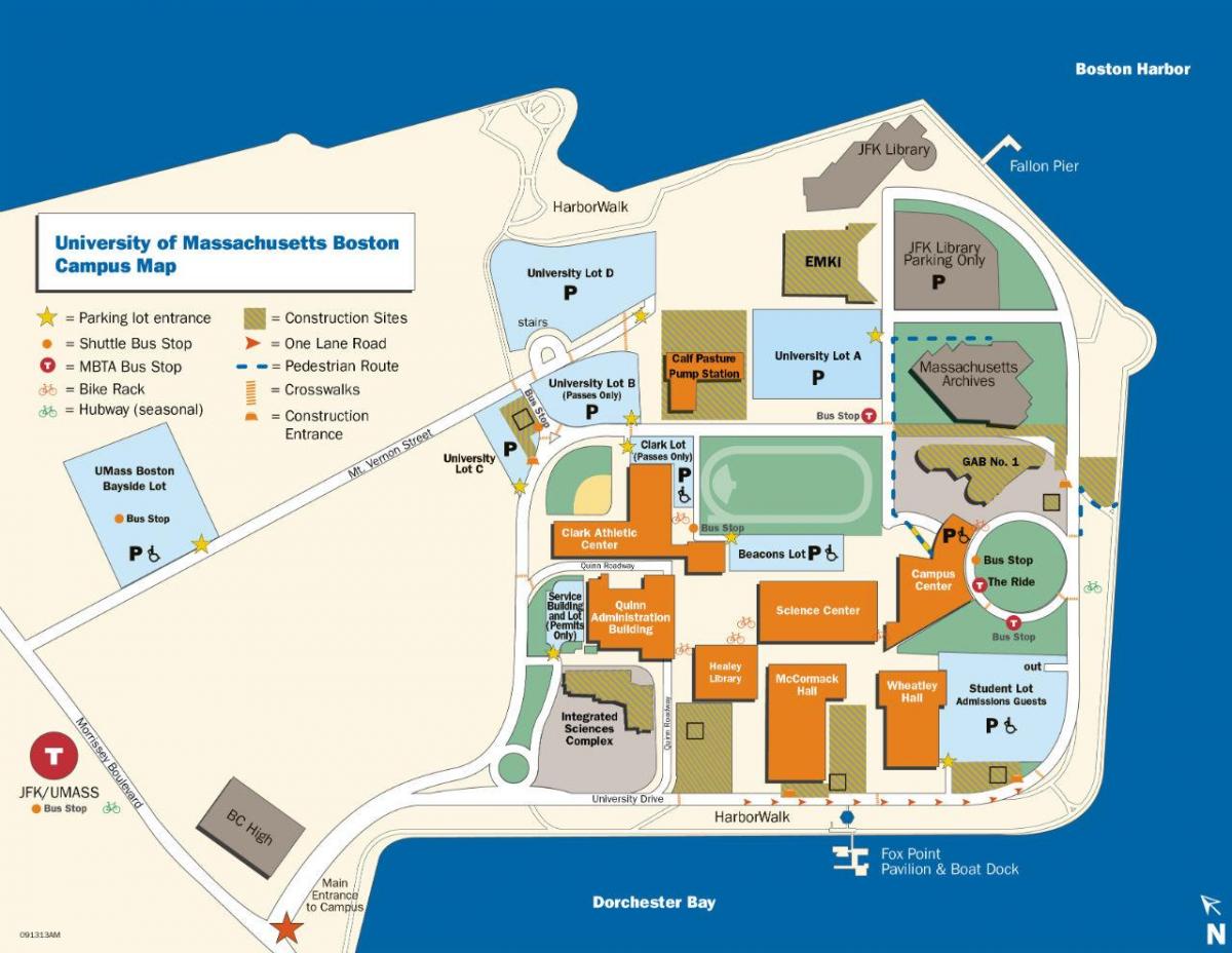 umass Boston mapa do campus.