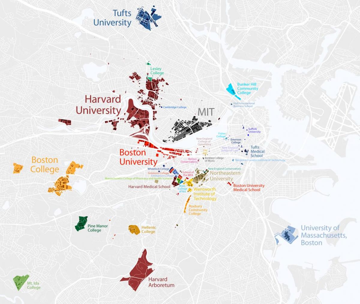 mapa da universidade de Boston