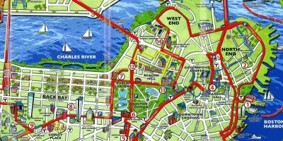 Mapa de atrações de Boston