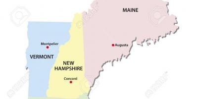 Mapa dos estados da Nova Inglaterra