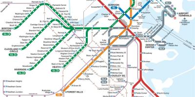 Linha verde do mapa de Boston