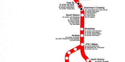 Linha vermelha mapa de Boston
