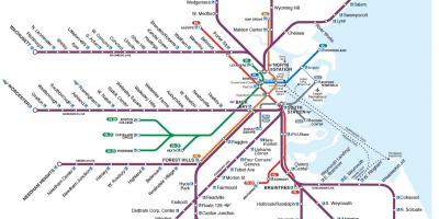 Trens de passageiros mapa de Boston