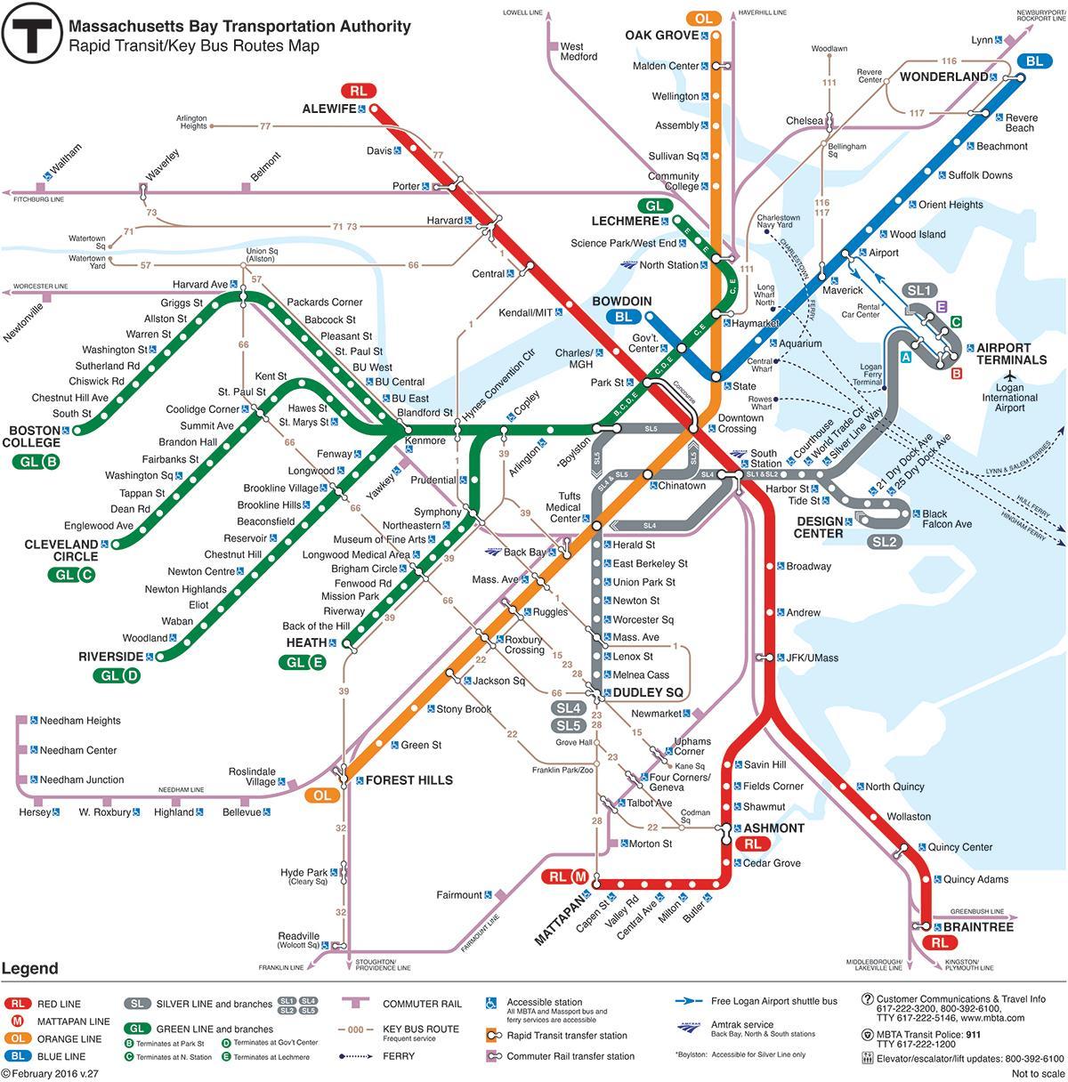T trem de Boston mapa