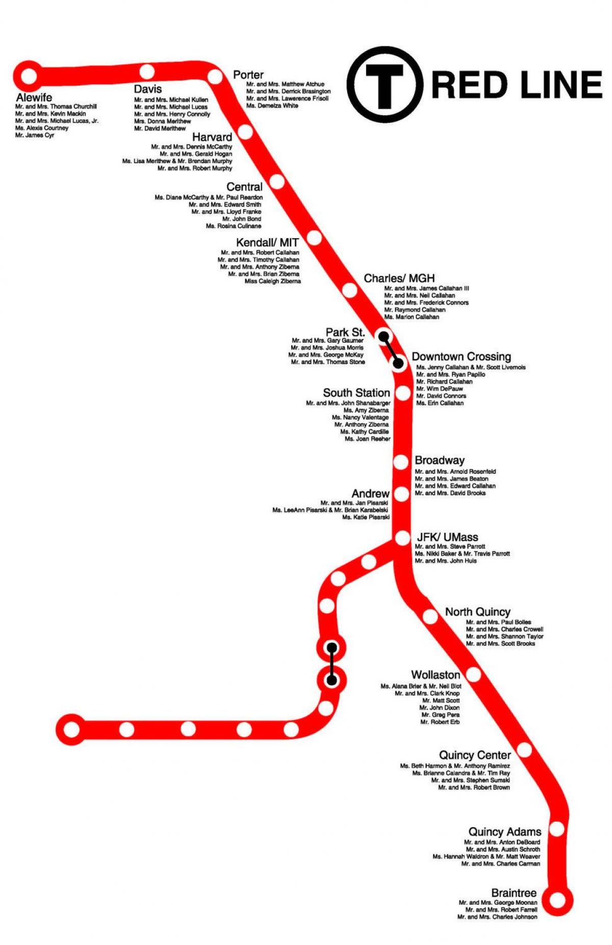 linha vermelha mapa de Boston