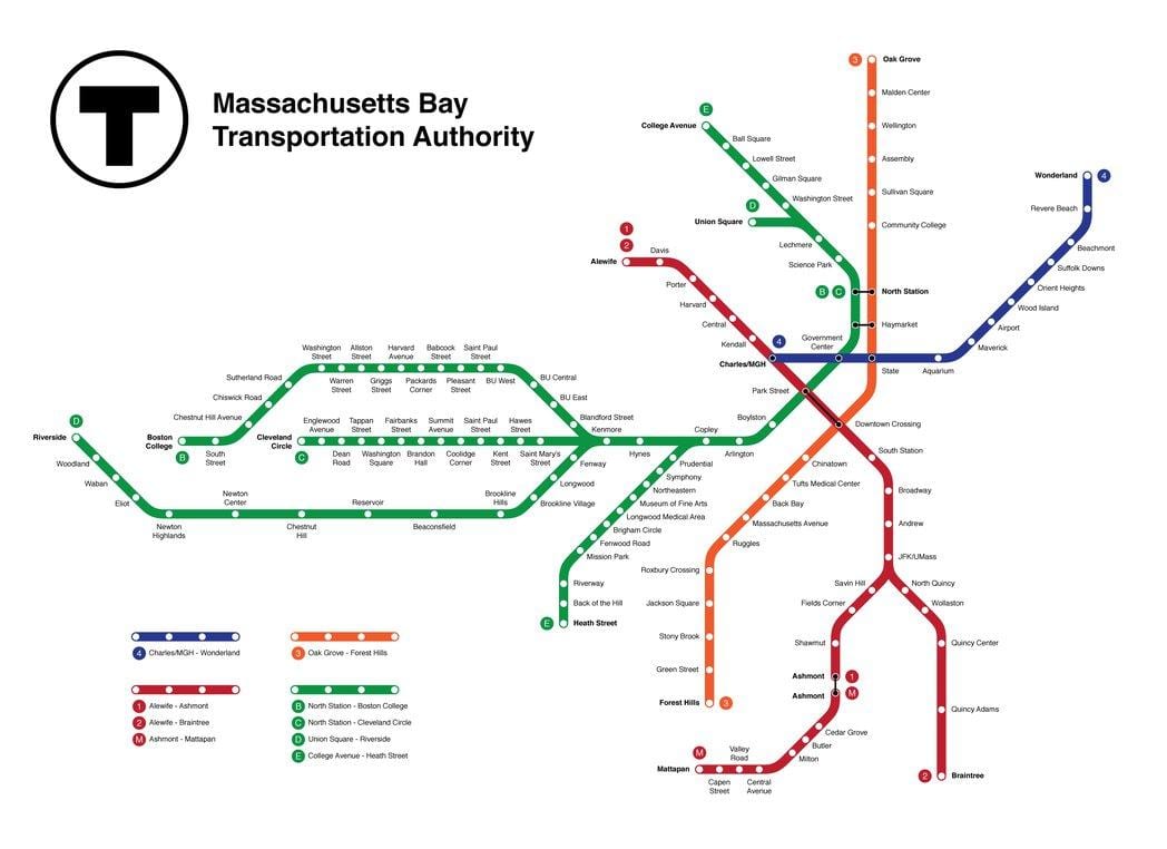 metrô de Boston mapa