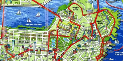 Mapa de atrações de Boston